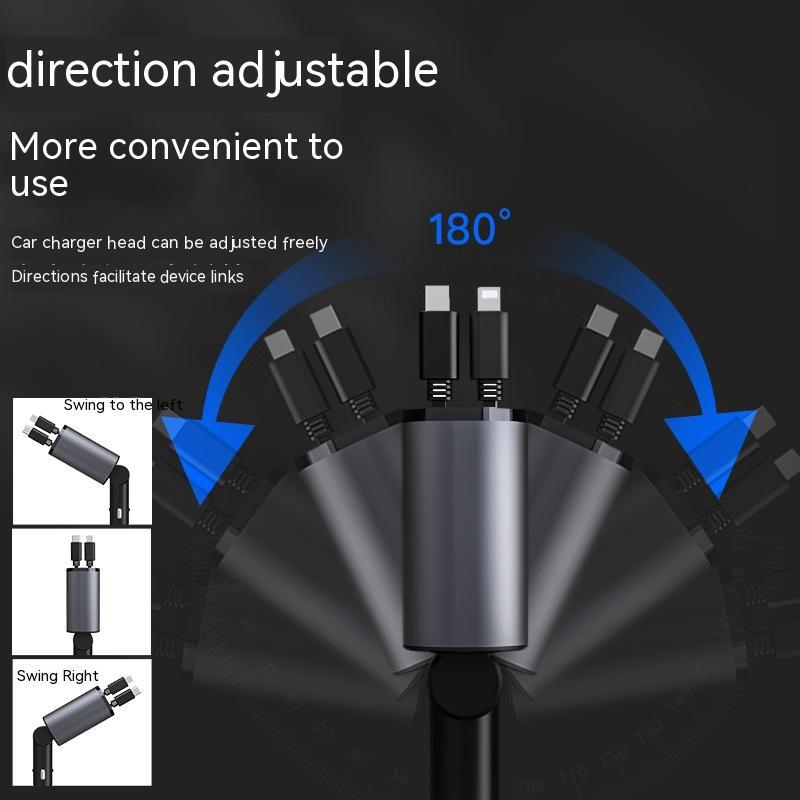100W Retractable Super Fast Car Charger